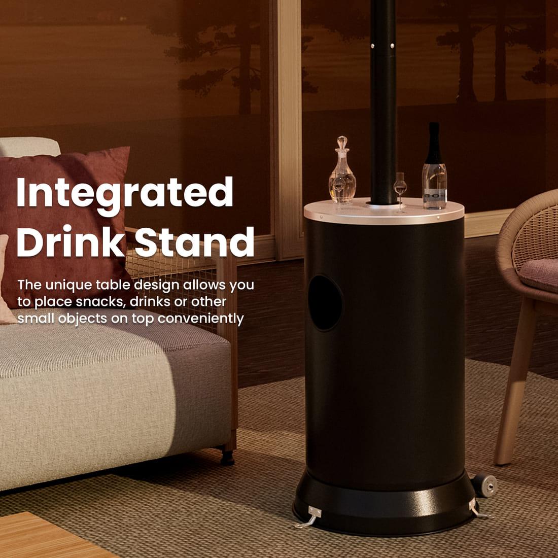 Pamapic 48,000 BTU Patio Heater Propane with Table Design & Wheels, Commercial & Residential