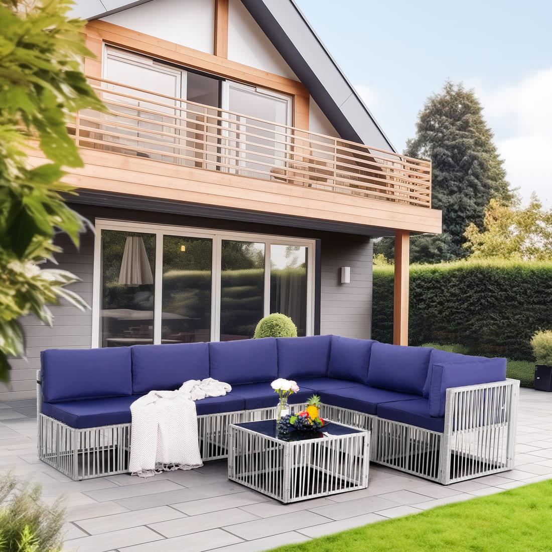 Axis 104.8" Modern Outdoor Sectional Set, 7-Piece