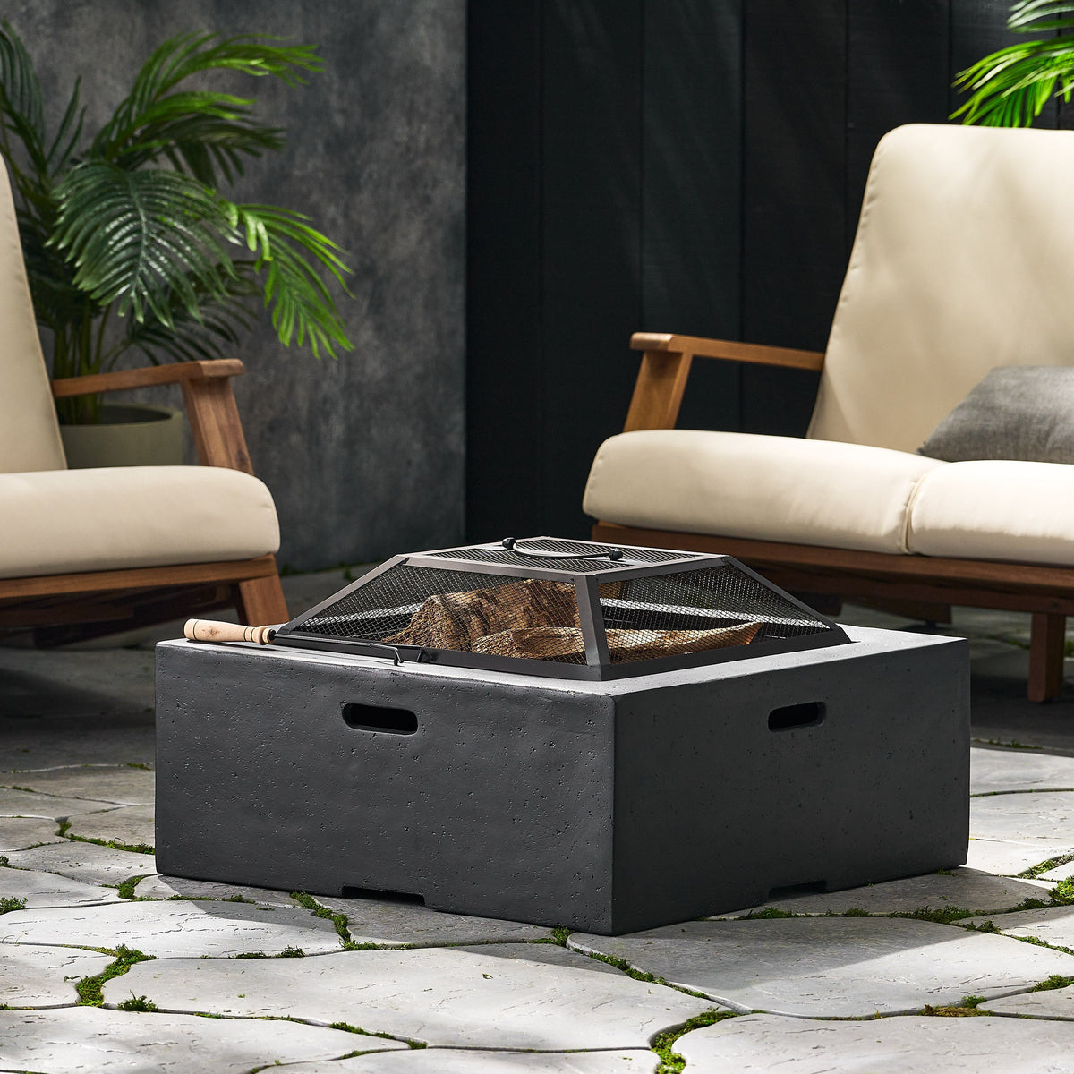 Outdoor 29" Square Wood-Burning Fire Pit
