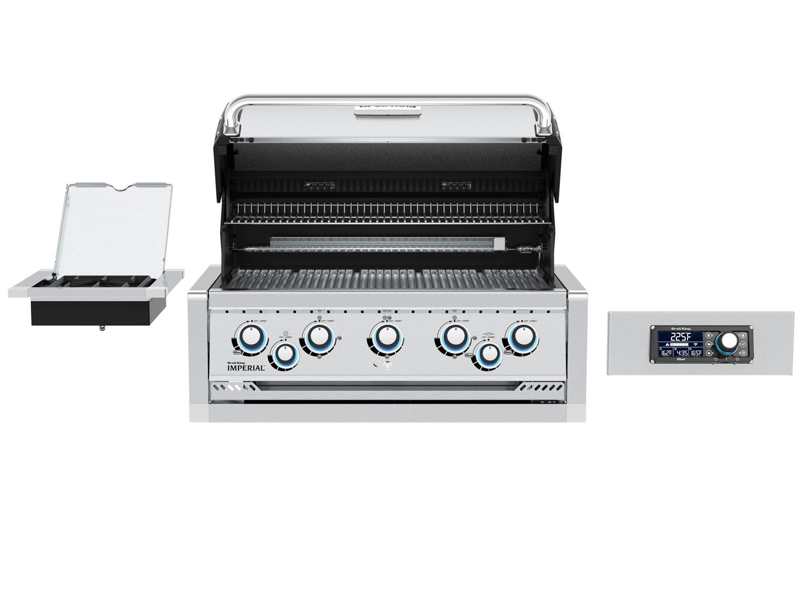 Broil King 69 x 111-Inch Outdoor Kitchen Island with Imperial QS 590i 5-Burner Gas Grill, Rotisserie, Side Burner, Refrigerator & iQue™ Technology Control