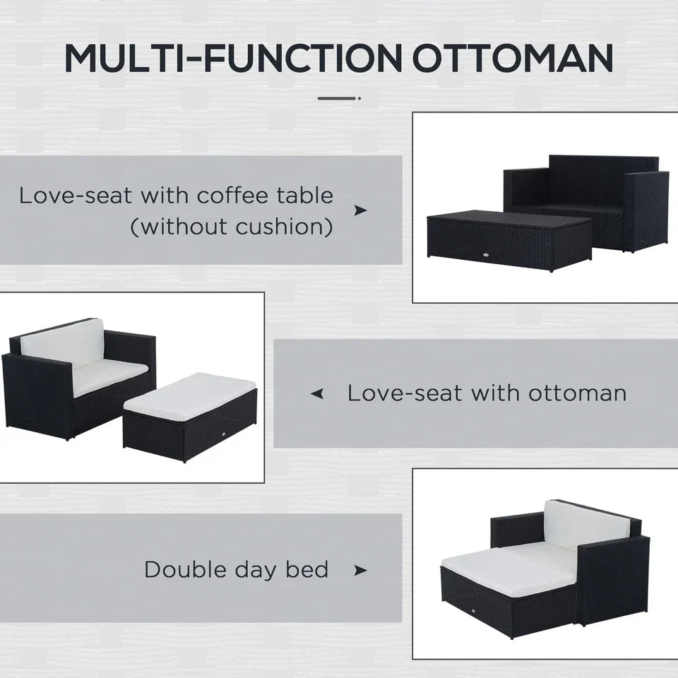 2 Piece Rattan Outdoor Patio Couch Set