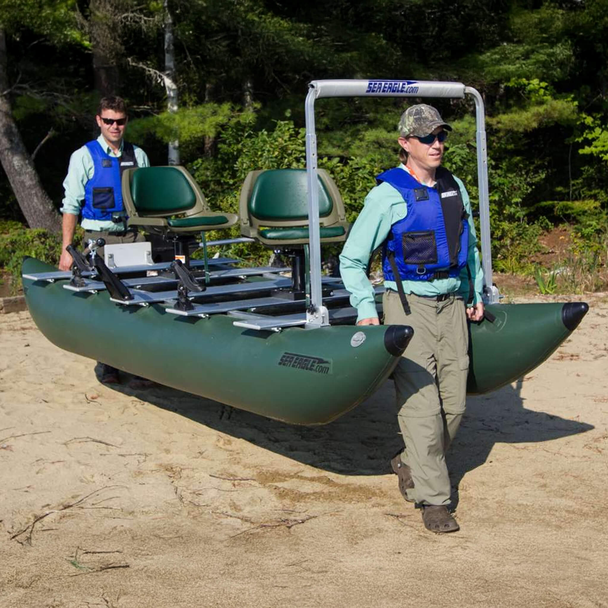 Sea Eagle 375FC FoldCat 2-Persons Inflatable Fishing Lightweight Pontoon Boat