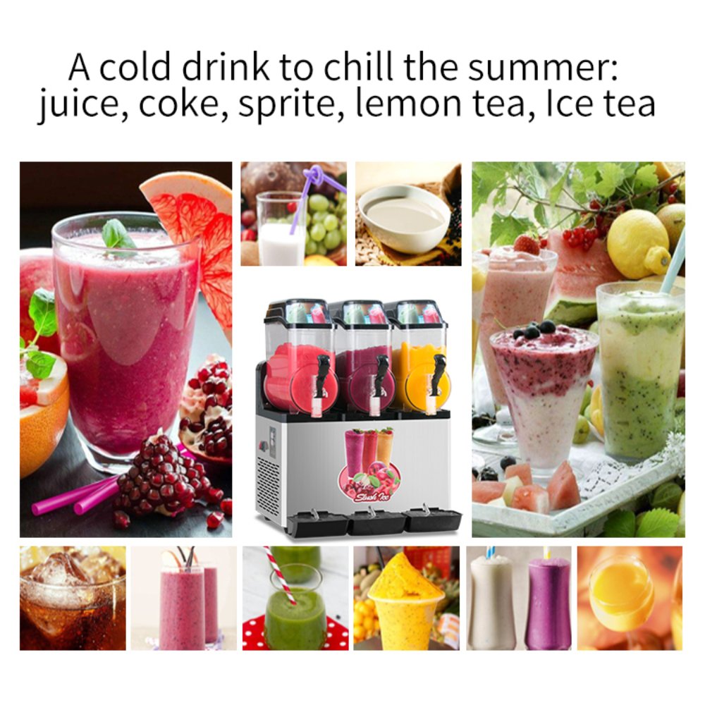 Premium Commercial Stainless Steel Slushy Machine With Triple Tank Advance Cooling, 45L (SAK52258)