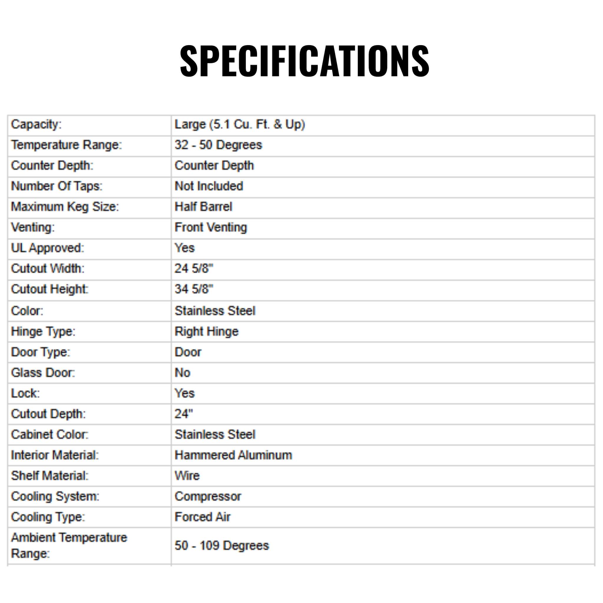 Summerset 6.6C Deluxe Outdoor Rated Kegerator With No Tap