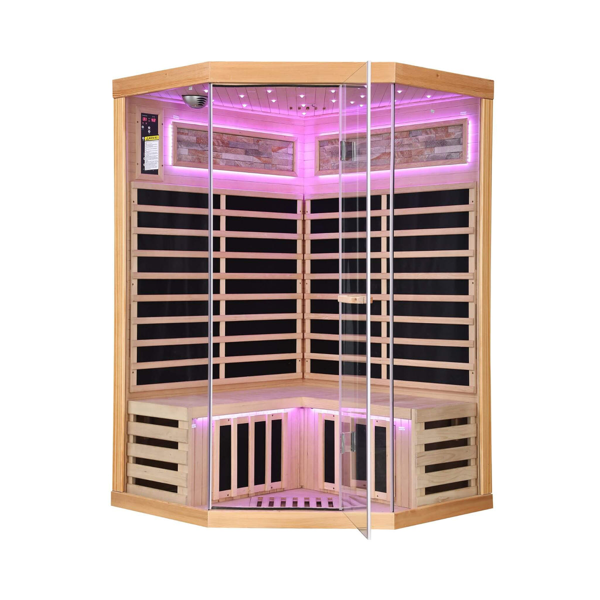 Ember Premium Canadian Hemlock 2-Person Indoor Infrared Sauna Room With Glass Front