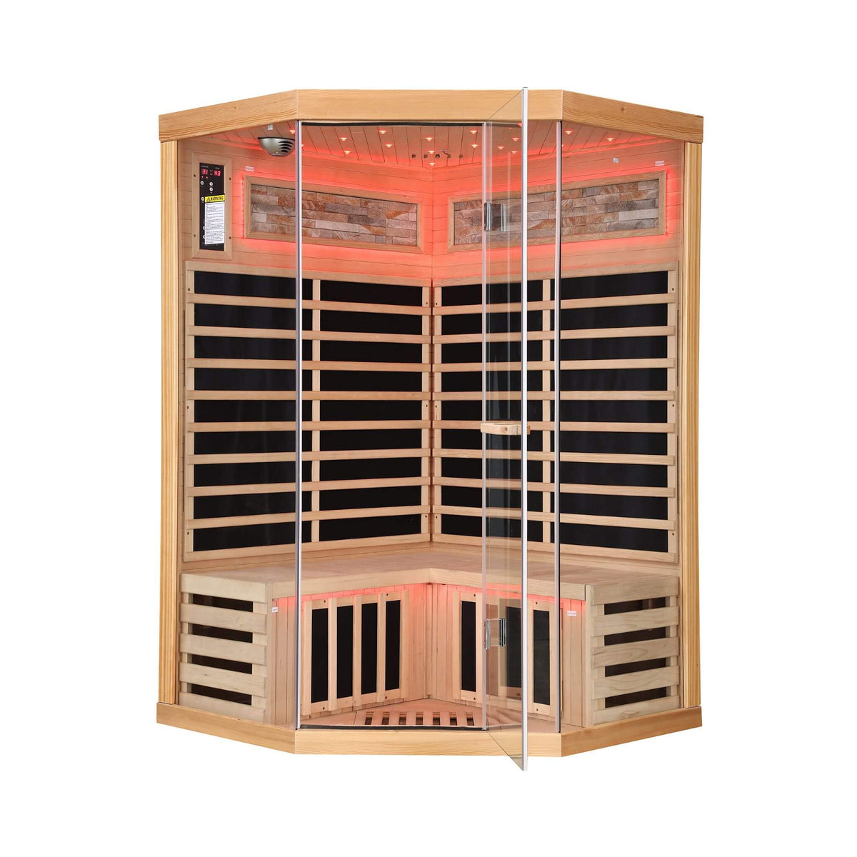 Ember Premium Canadian Hemlock 2-Person Indoor Infrared Sauna Room With Glass Front