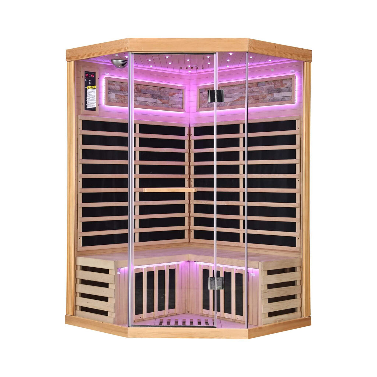 Ember Premium Canadian Hemlock 2-Person Indoor Infrared Sauna Room With Glass Front