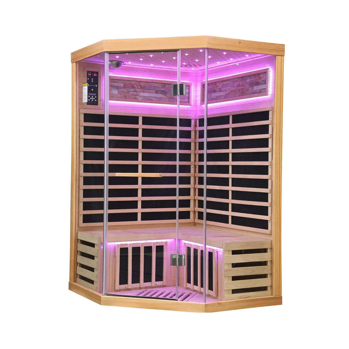 Ember Premium Canadian Hemlock 2-Person Indoor Infrared Sauna Room With Glass Front