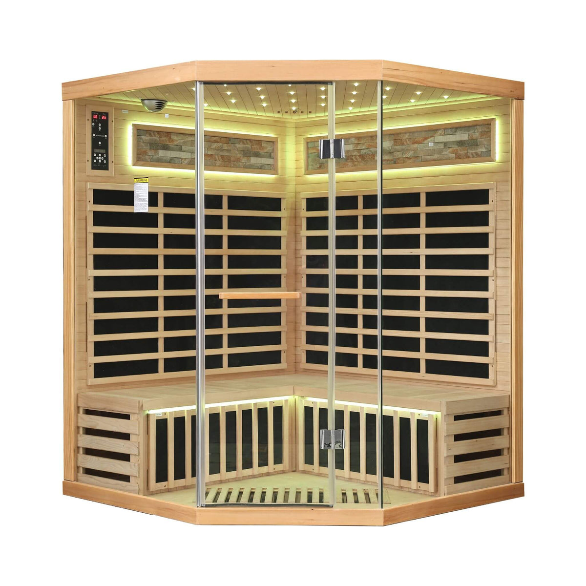 Aura Premium Canadian Hemlock Pentagonal Indoor Infrared Sauna Room With Glass Front