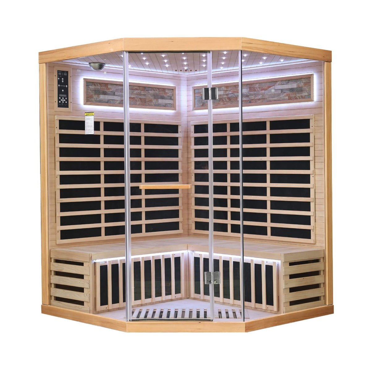 Aura Premium Canadian Hemlock Pentagonal Indoor Infrared Sauna Room With Glass Front