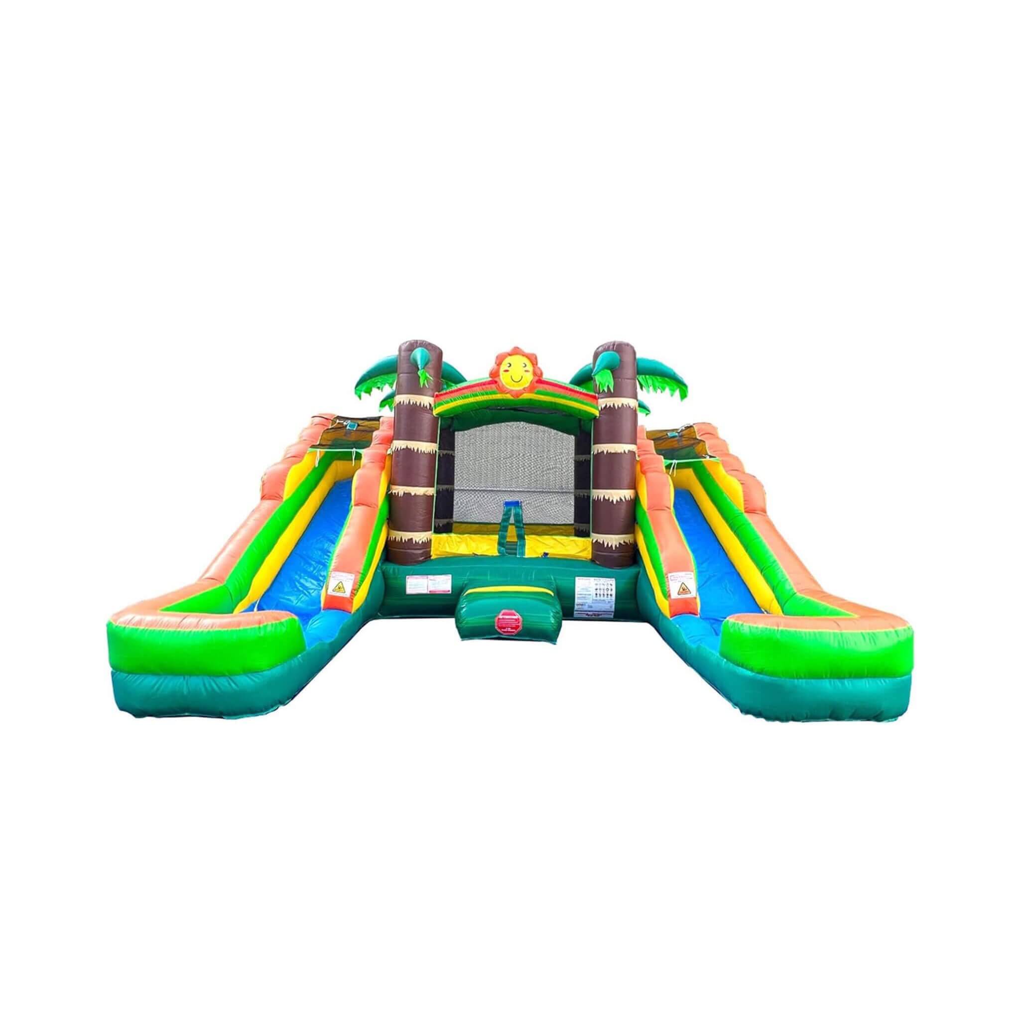 16FT Tropical Bounce House Combo With Double Water Slides (SAK92508)