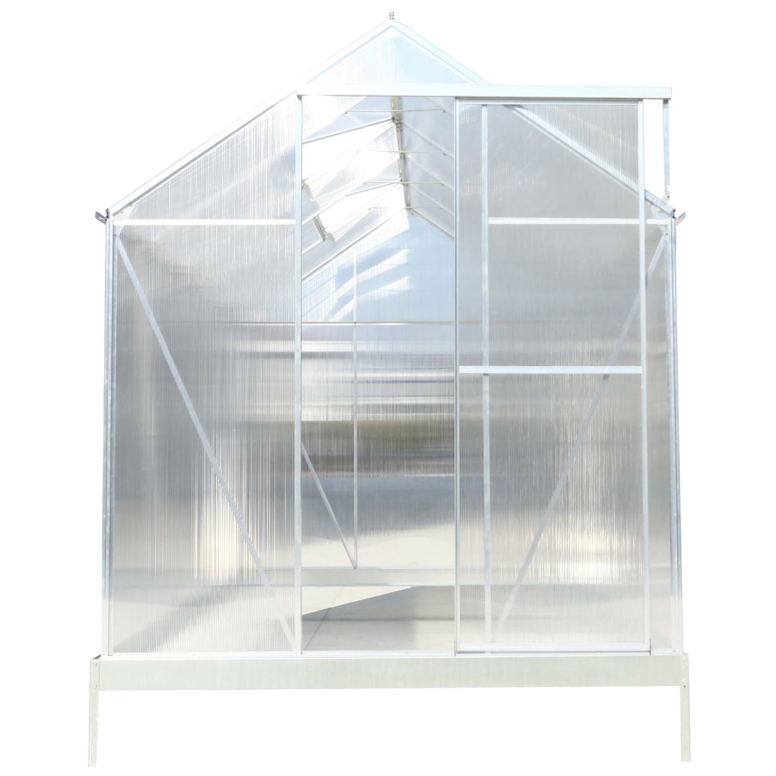 Polycarbonate house, Heavy Duty Outdoor Aluminum Walk-In House Kit With Rain Gutter, Vent And Door For Backyard Garden