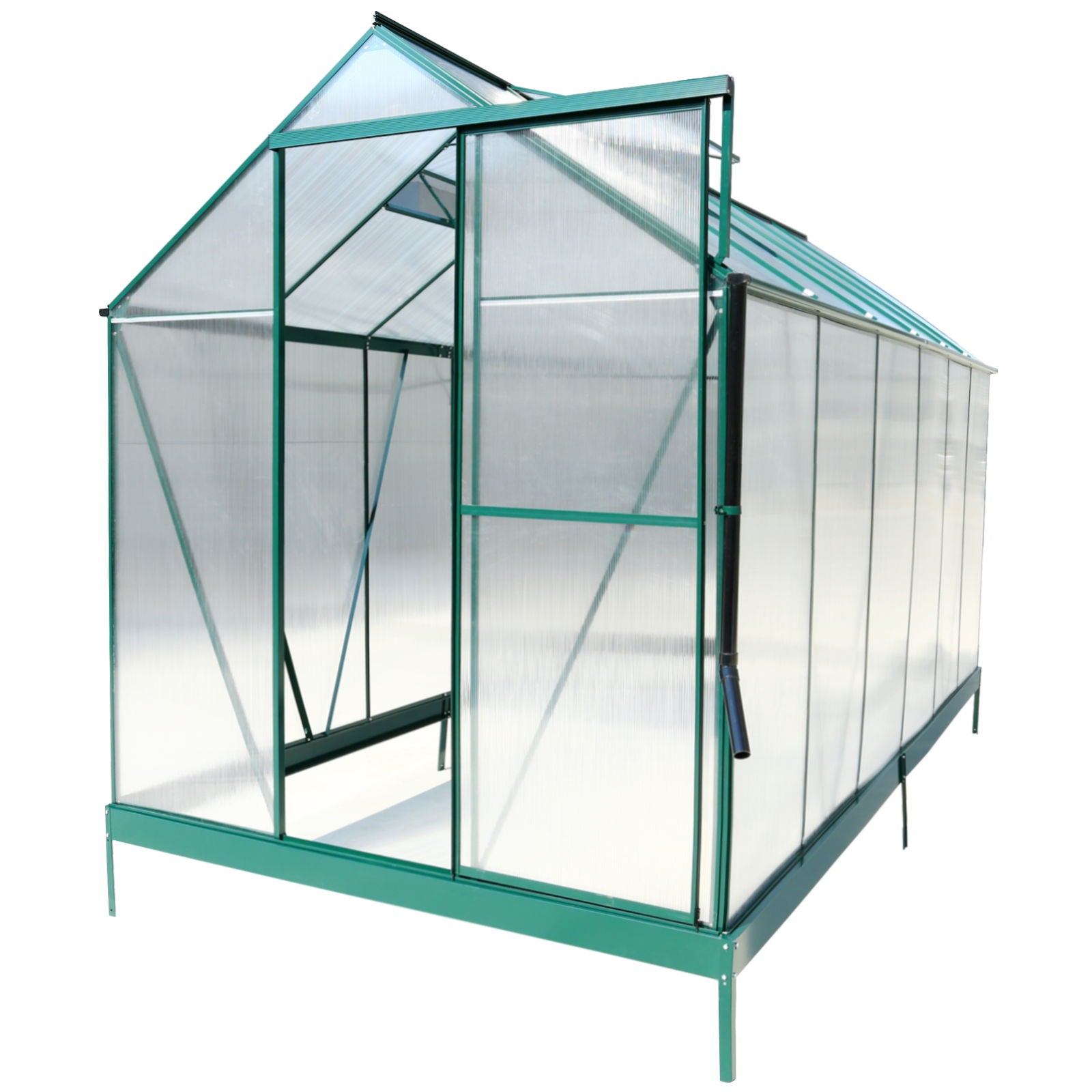 Polycarbonate house, Heavy Duty Outdoor Aluminum Walk-In House Kit With Rain Gutter, Vent And Door For Backyard Garden