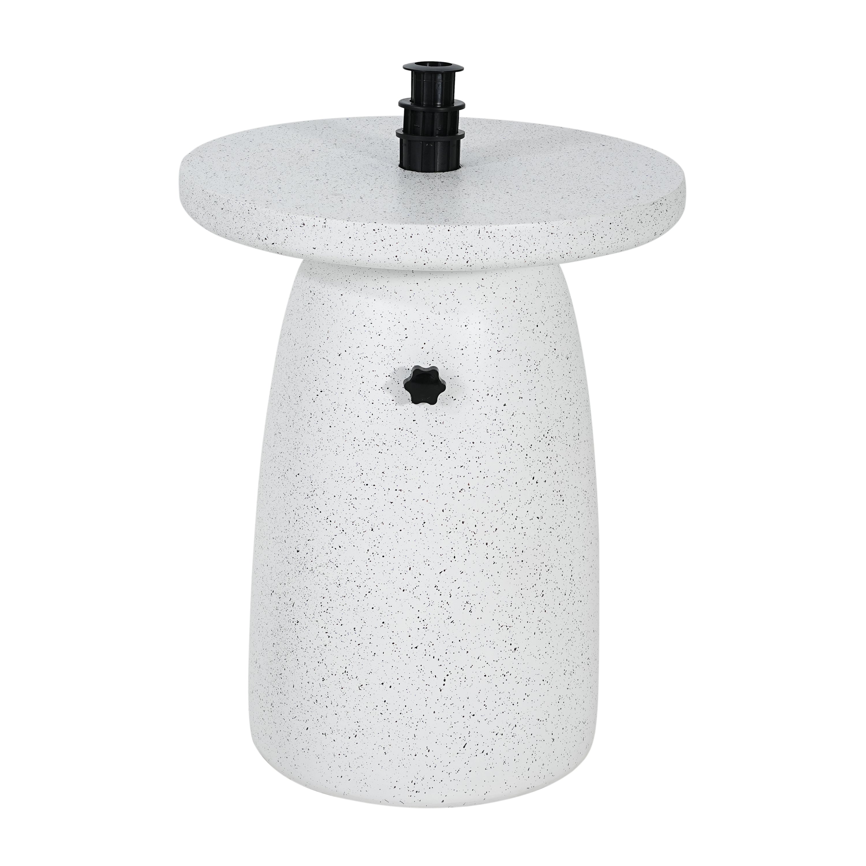 Tess MGO Outdoor Patio Side Table Umbrella Base in White Marble