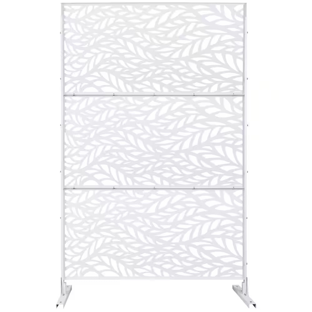76"X48" Privacy Screen Metal Privacy Screen, Freestanding Decorative Privacy Screen for Deck Balcony Patio, outside Lawn