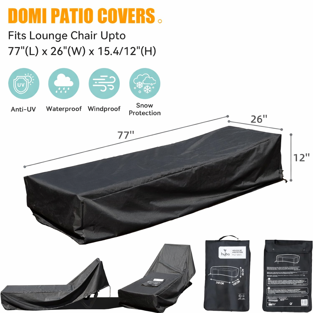 Waterproof Patio Lounge Chair Cover - Heavy Duty Outdoor Protection