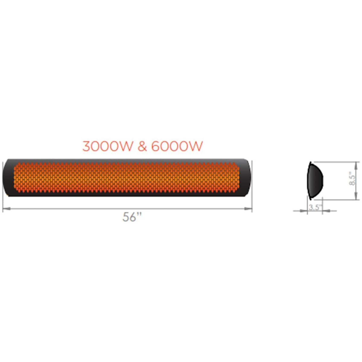 Bromic Tungsten Smart-Heat 56-Inch 3000W Single Element Electric Heater