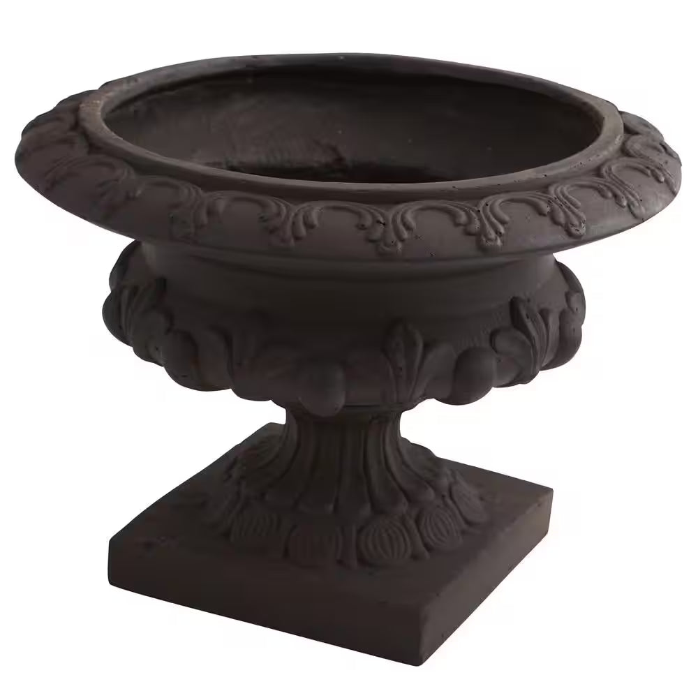 Indoor/Outdoor 12.5In. Tall Iron-Finished Decorative Urn