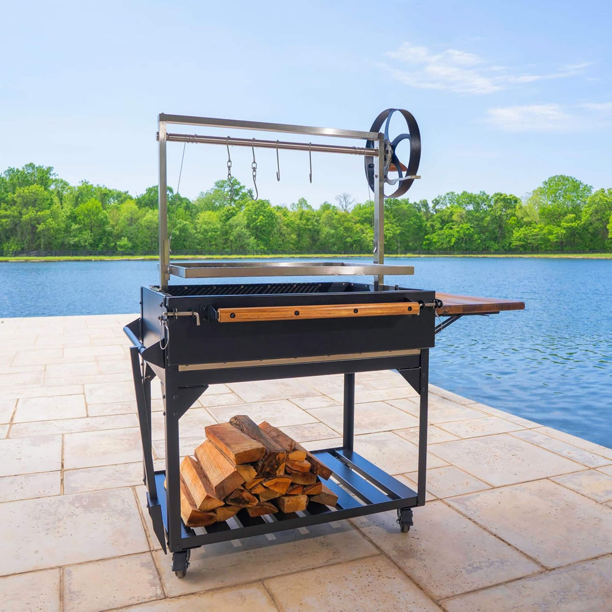 Heavy-Duty Argentine Santa Maria Heritage Wood Fire And Charcoal BBQ Grill [04X02FT]