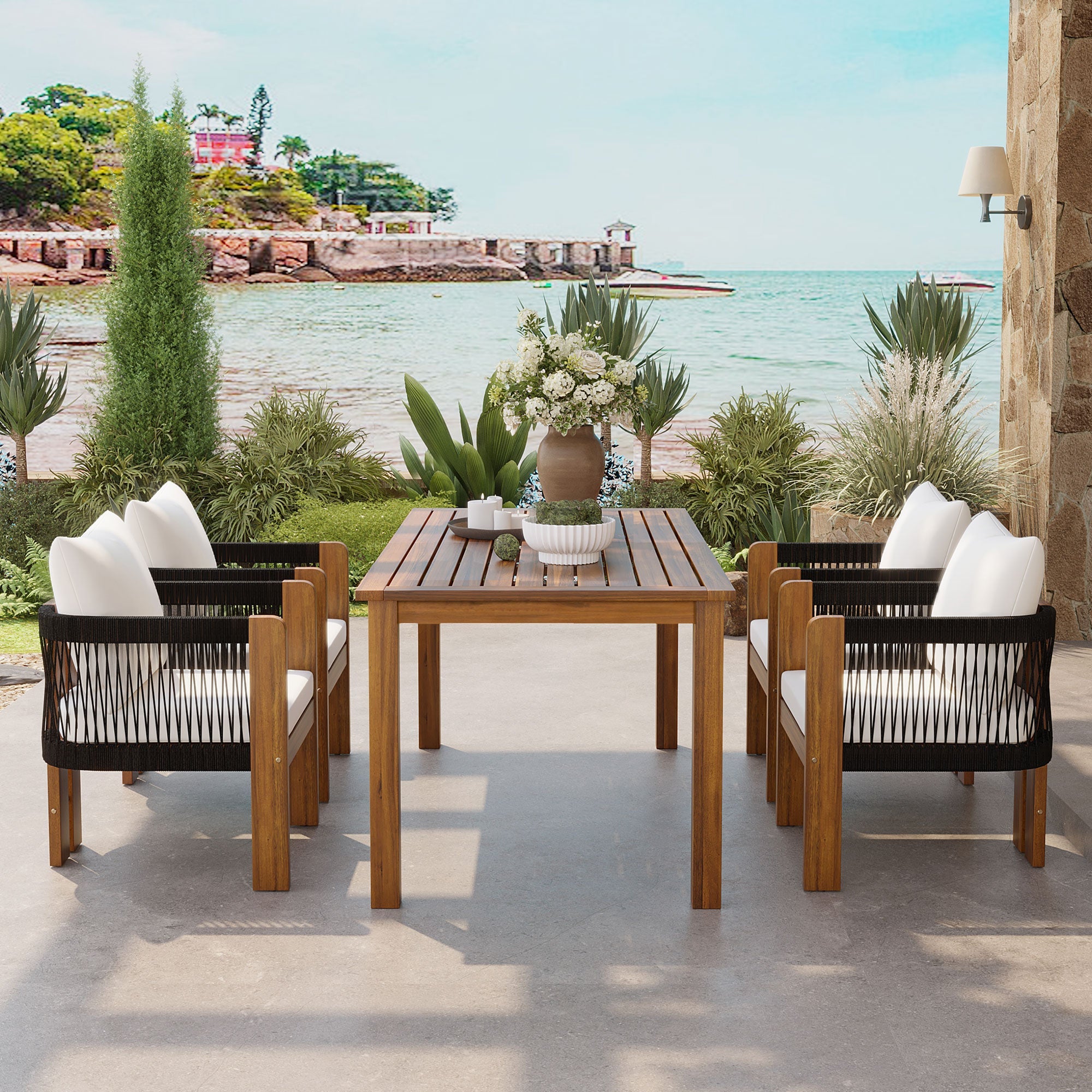 U_STYLE Luxury 5-Piece Outdoor Patio Dining Set for 4