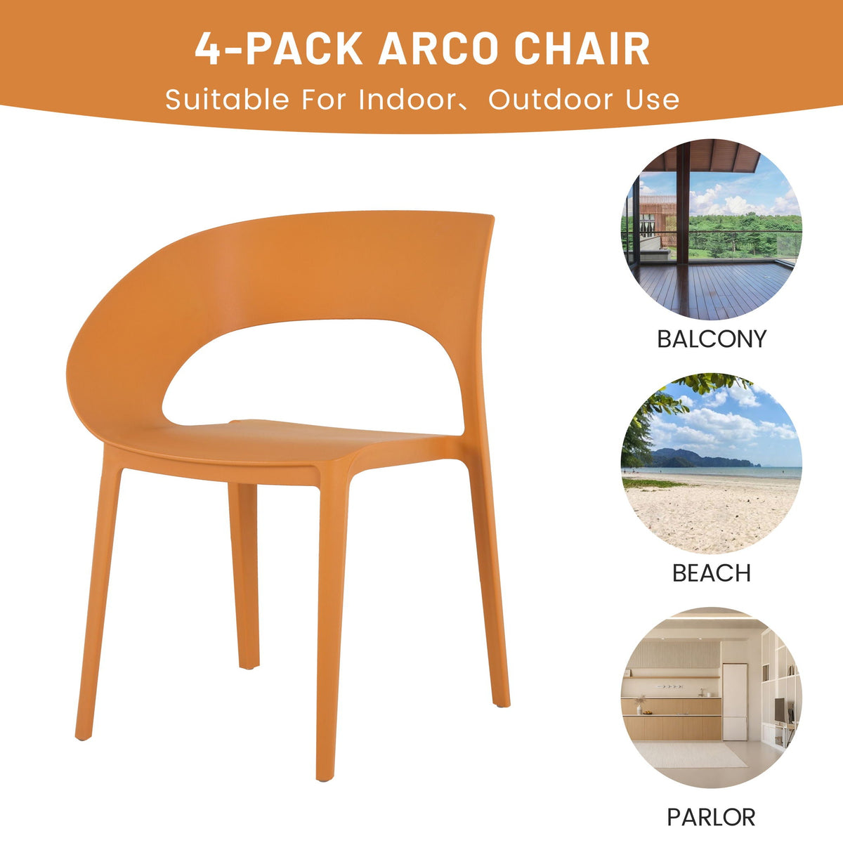 Modern 4 Piece Outdoor Set with Folding Table - Green or Orange