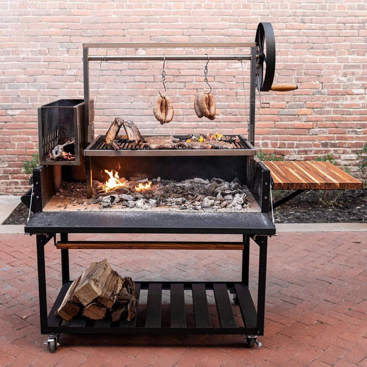 Heavy-Duty Argentine Santa Maria Wood Fire And Charcoal BBQ Grill With Brasero [05X02FT]