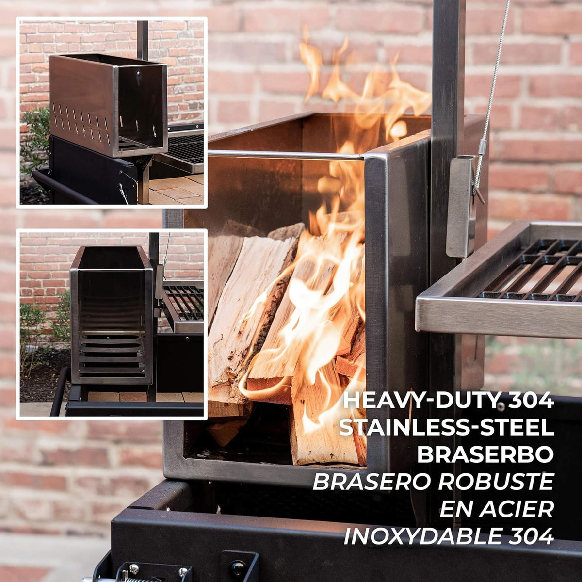 Heavy-Duty Argentine Santa Maria Wood Fire And Charcoal BBQ Grill With Brasero [05X02FT]