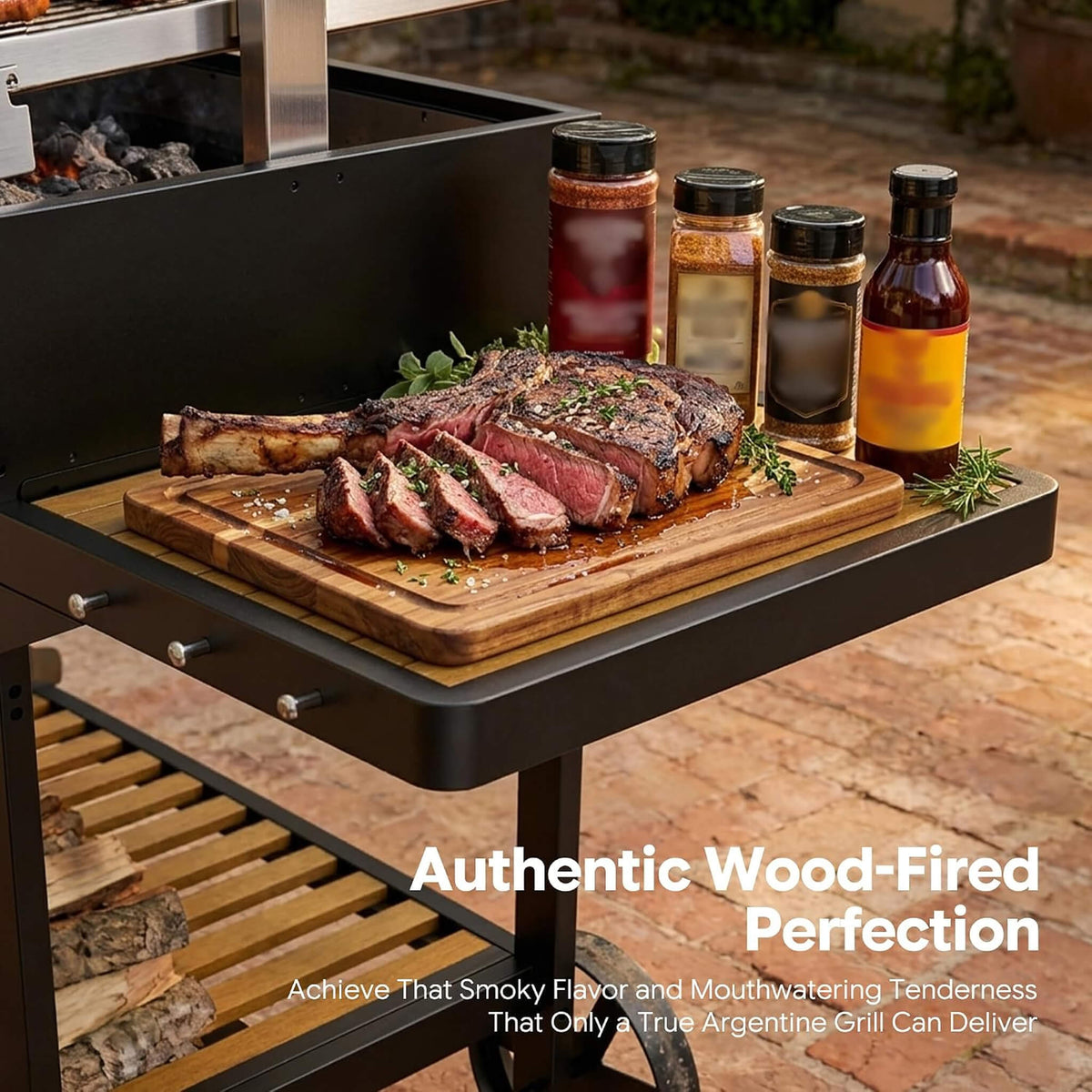 [05X03FT] Heavy-Duty Argentine Santa Maria All-In-One BBQ Grill With Brasero