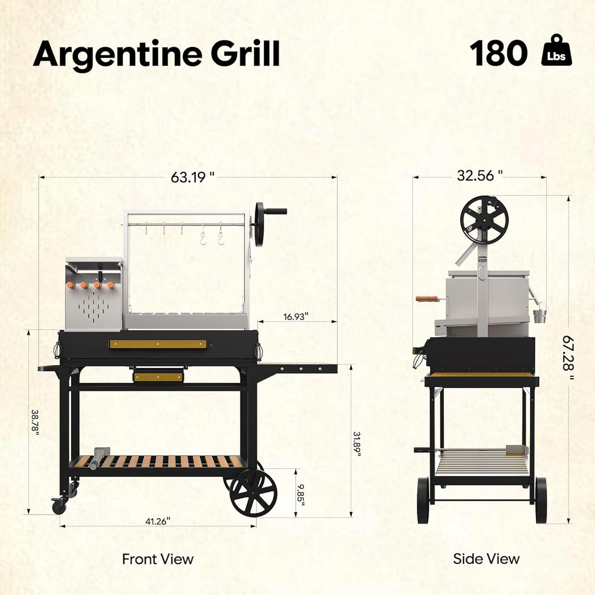 [05X03FT] Heavy-Duty Argentine Santa Maria All-In-One BBQ Grill With Brasero