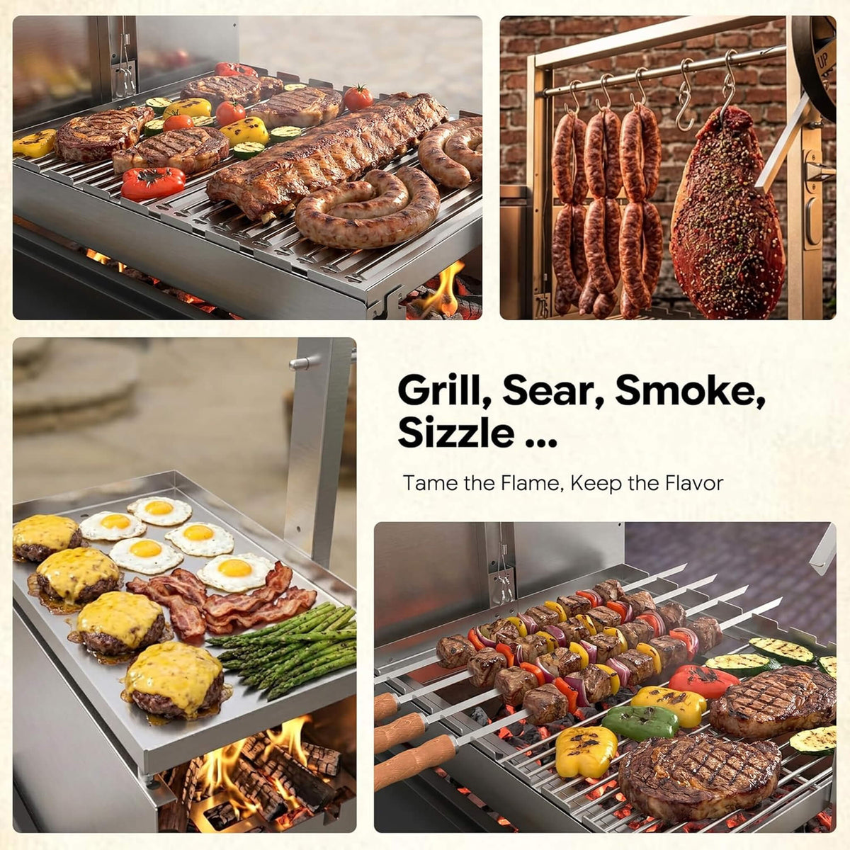 [05X03FT] Heavy-Duty Argentine Santa Maria All-In-One BBQ Grill With Brasero