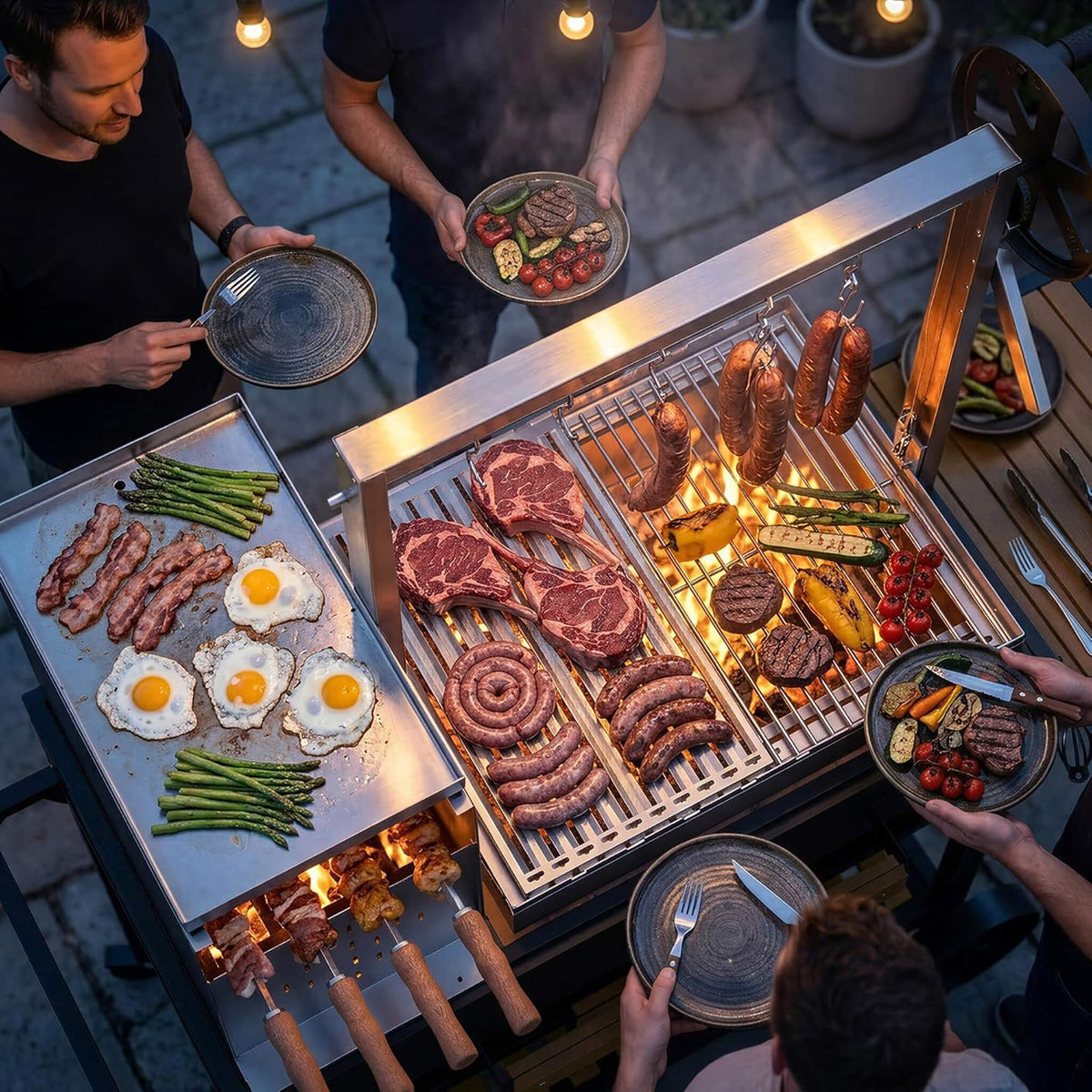 [05X03FT] Heavy-Duty Argentine Santa Maria All-In-One BBQ Grill With Brasero
