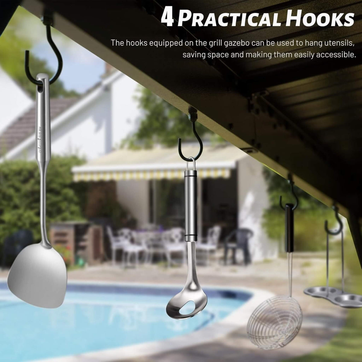 Hardtop Grill Gazebo With Steel Roof, Shelves, And Hooks [06X12FT]