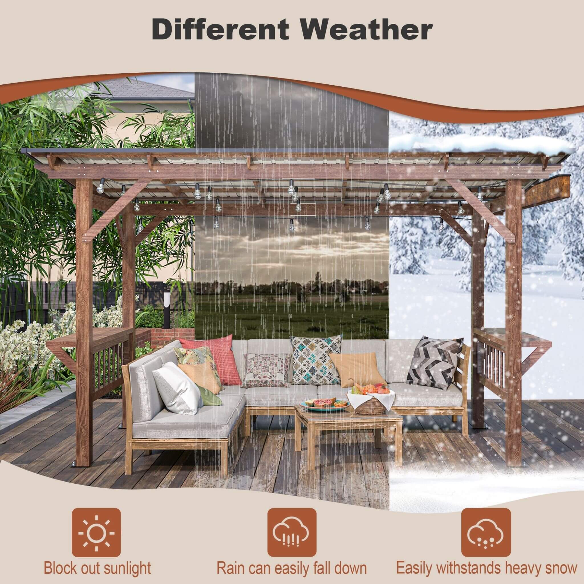 Alora Durable Outdoor Hardtop BBQ Grill Shelter Gazebo With Shelves [06X13FT]