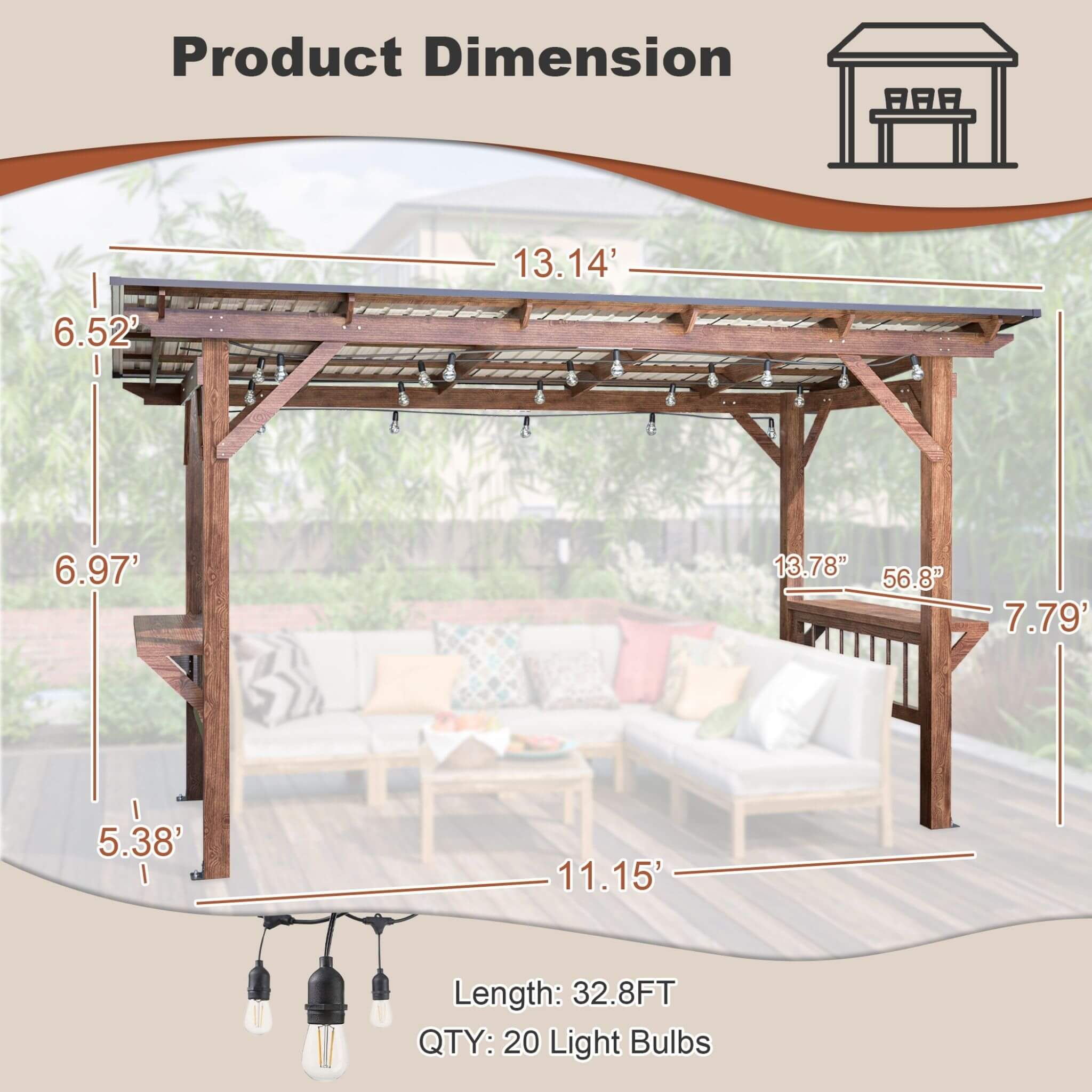 Alora Durable Outdoor Hardtop BBQ Grill Shelter Gazebo With Shelves [06X13FT]