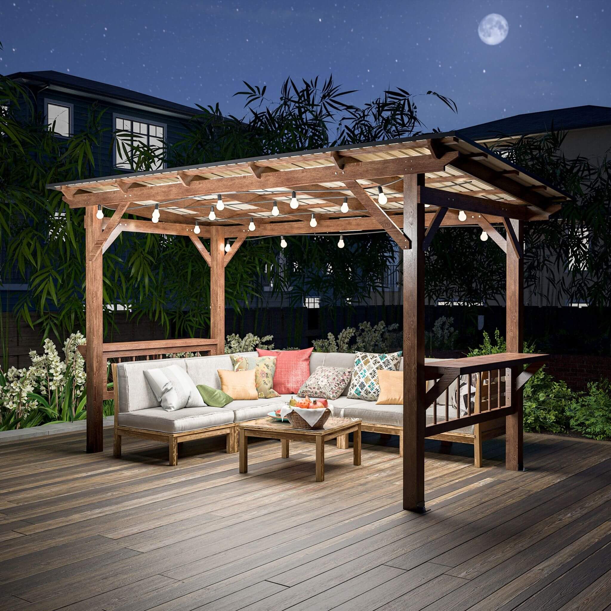 Alora Durable Outdoor Hardtop BBQ Grill Shelter Gazebo With Shelves [06X13FT]