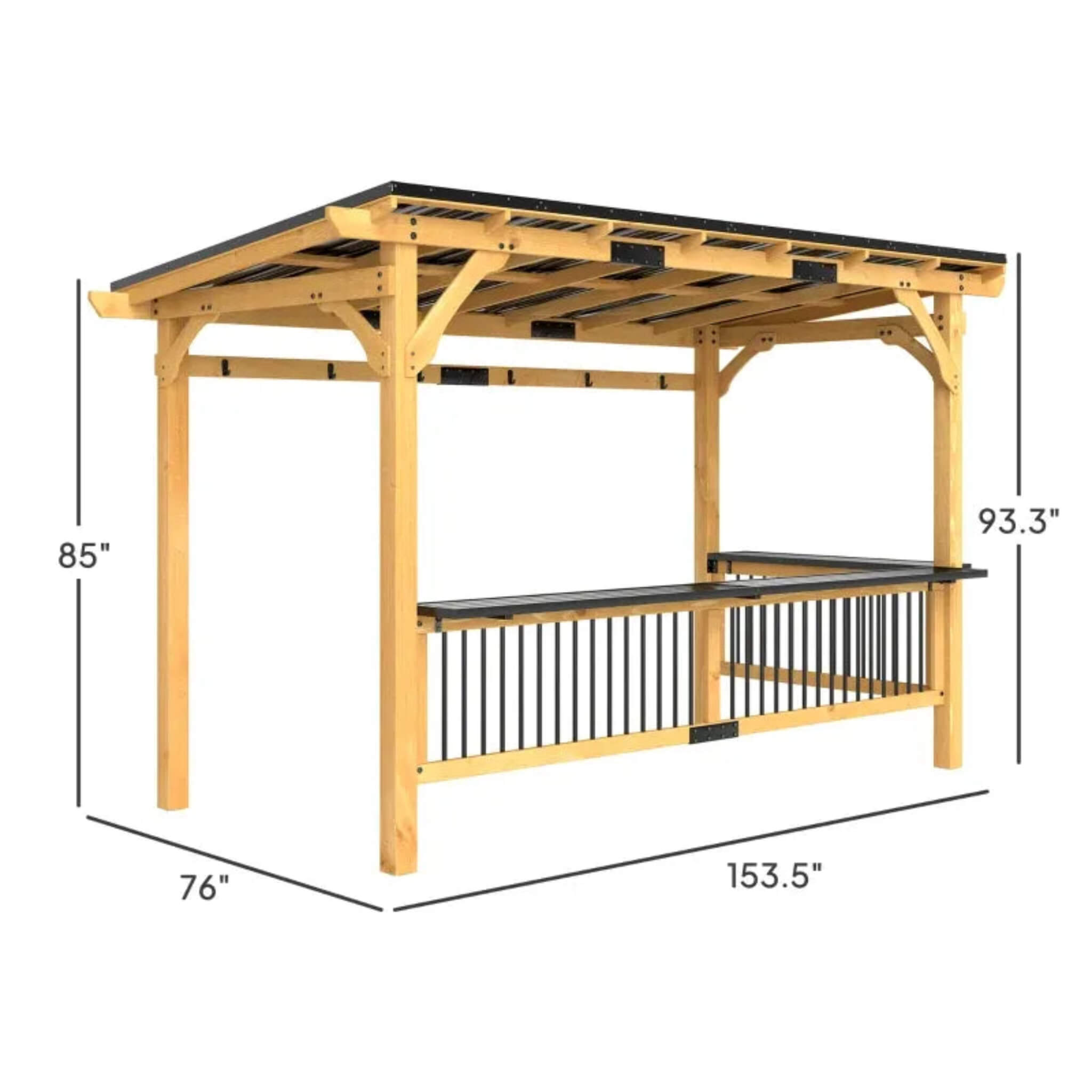 Premium Outdoor Hardtop Wooden BBQ Grill Gazebo [06X13FT]