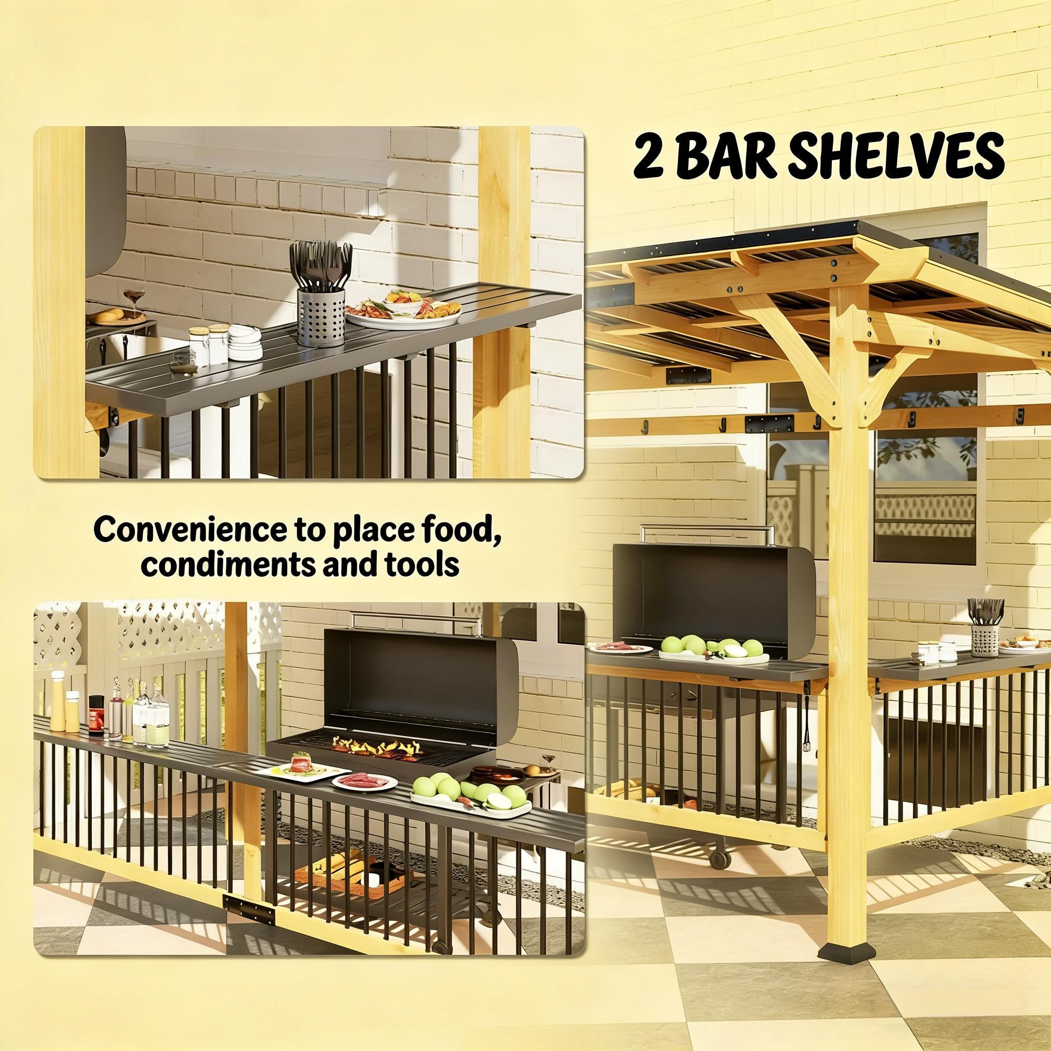 Premium Outdoor Hardtop Wooden BBQ Grill Gazebo [06X13FT]