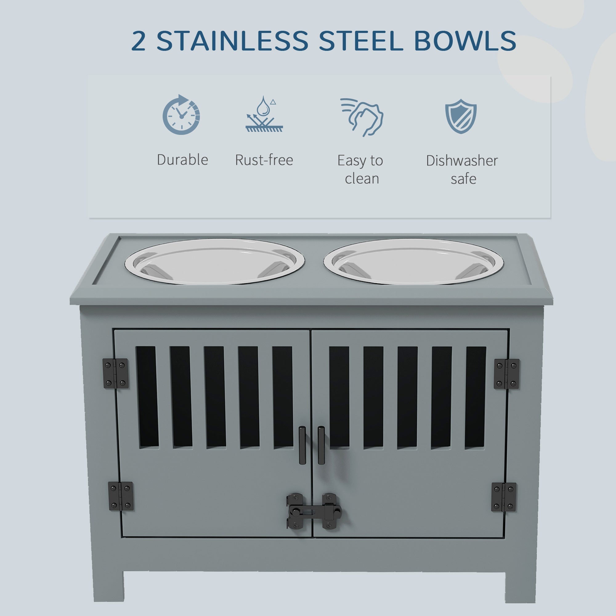 PawHut Large Elevated Dog Bowls with Storage Cabinet