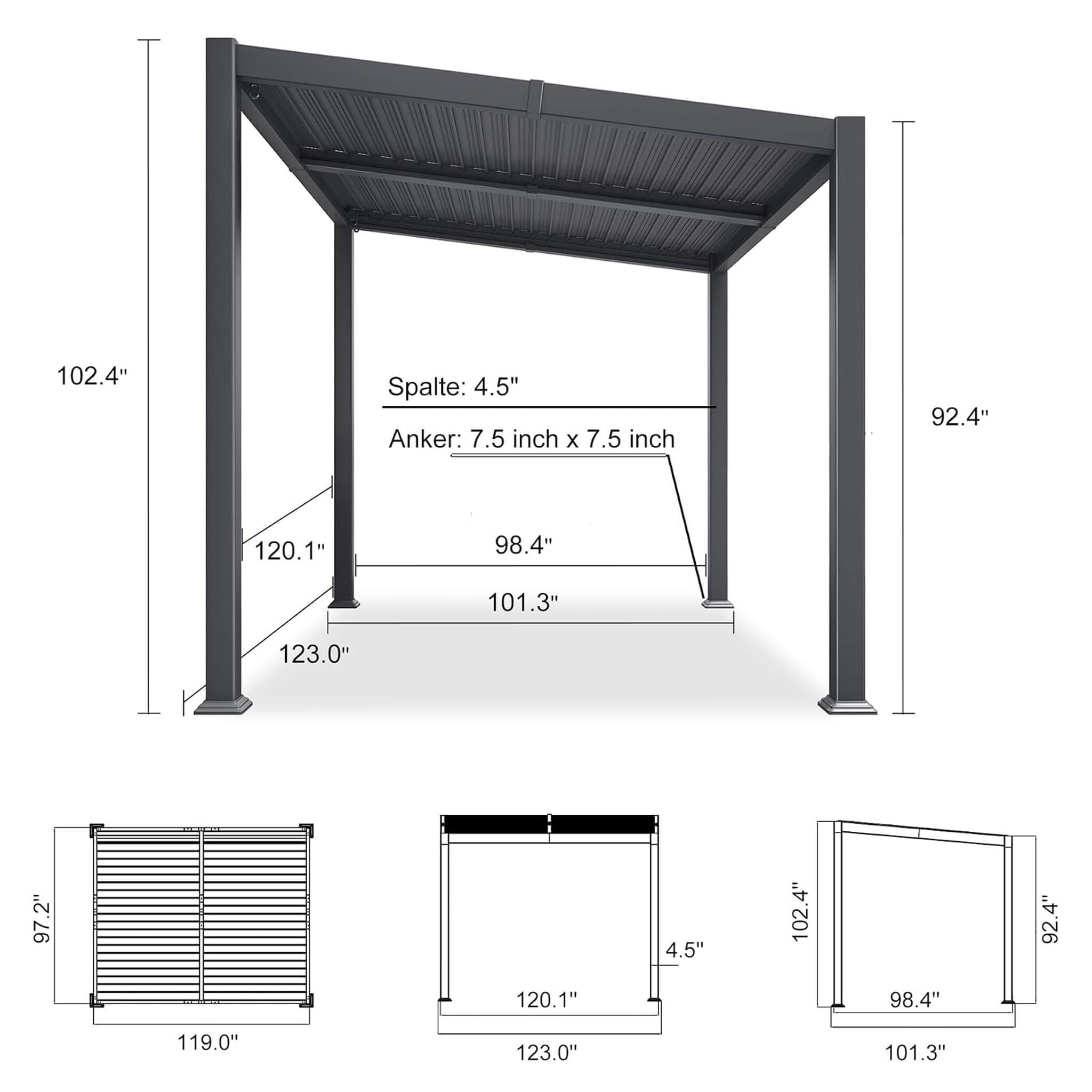 Alora Modern Louvered Aluminum Pergola With Sloped Roof [08X10FT]