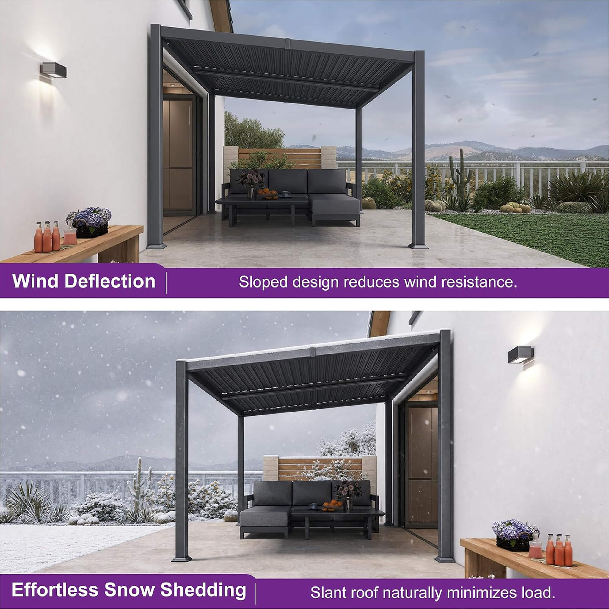 Alora Modern Louvered Aluminum Pergola With Sloped Roof [08X10FT]