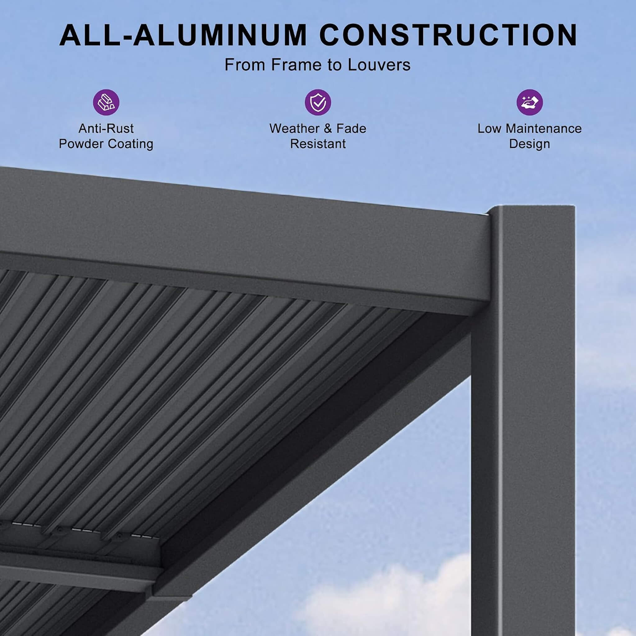 Alora Modern Wall-Mounted Louvered Pergola With Aluminum Frame [08X10FT]