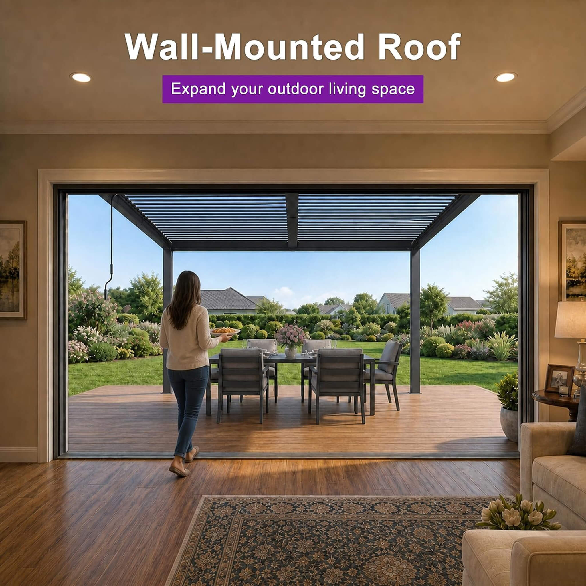Alora Modern Wall-Mounted Louvered Pergola With Aluminum Frame [08X10FT]