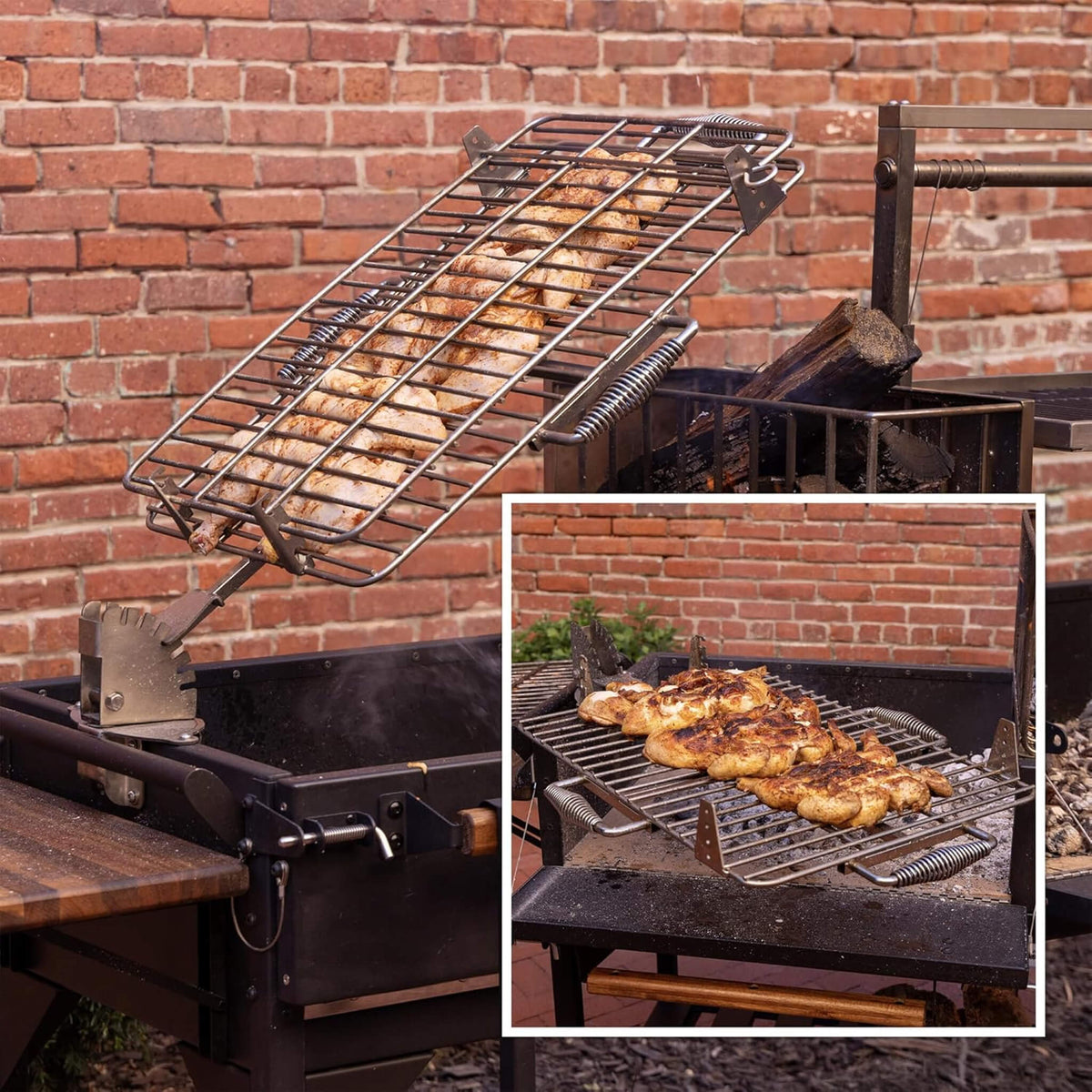Extra-Large Argentine Santa Maria Wood Fire And Charcoal BBQ Grill With Brasero [09X02FT]