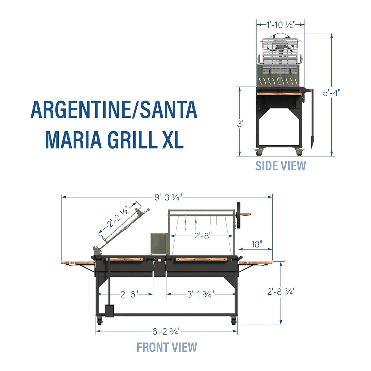 Extra-Large Argentine Santa Maria Wood Fire And Charcoal BBQ Grill With Brasero [09X02FT]