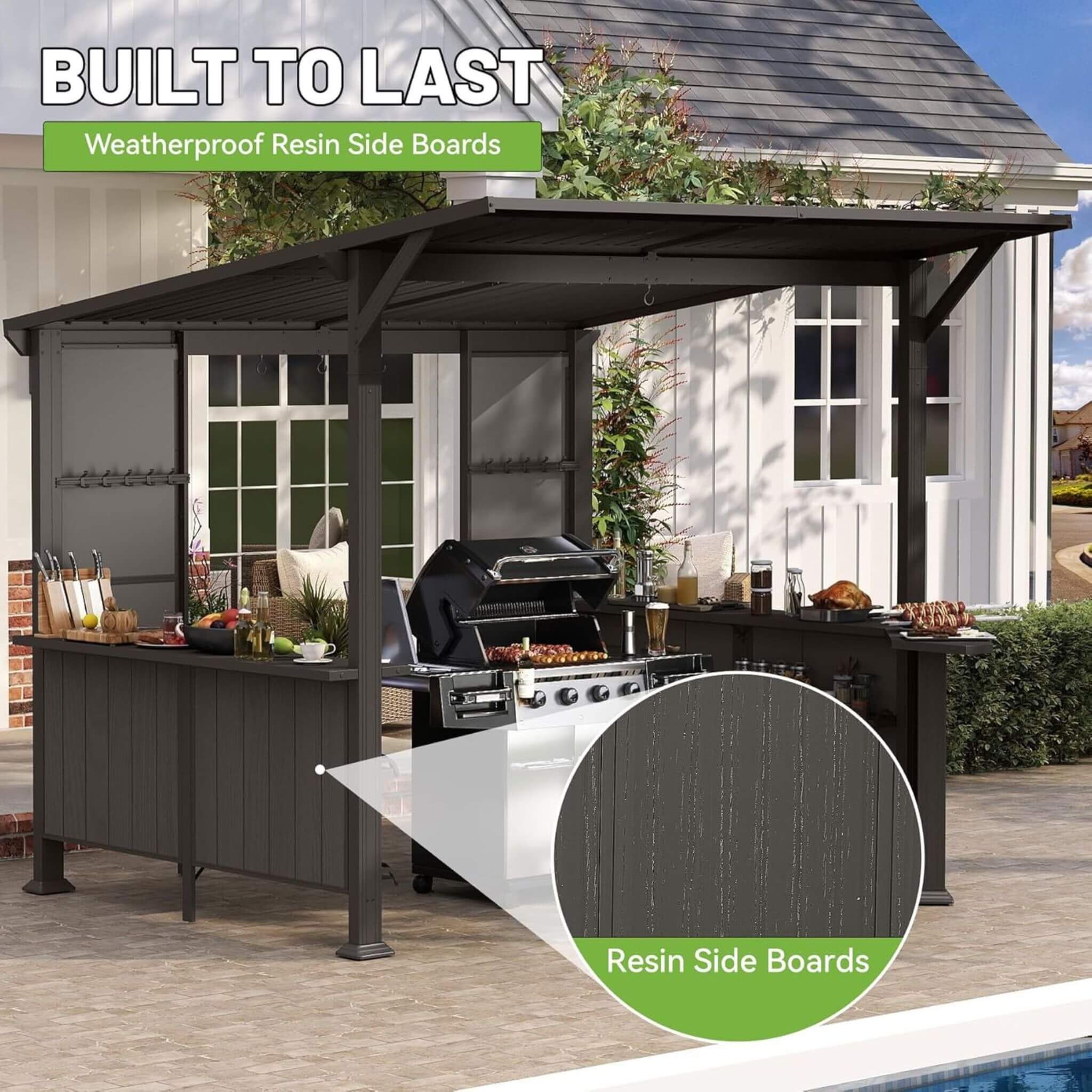 Alora Premium Outdoor Hardtop Grill Gazebo With Shelves [09X10FT]