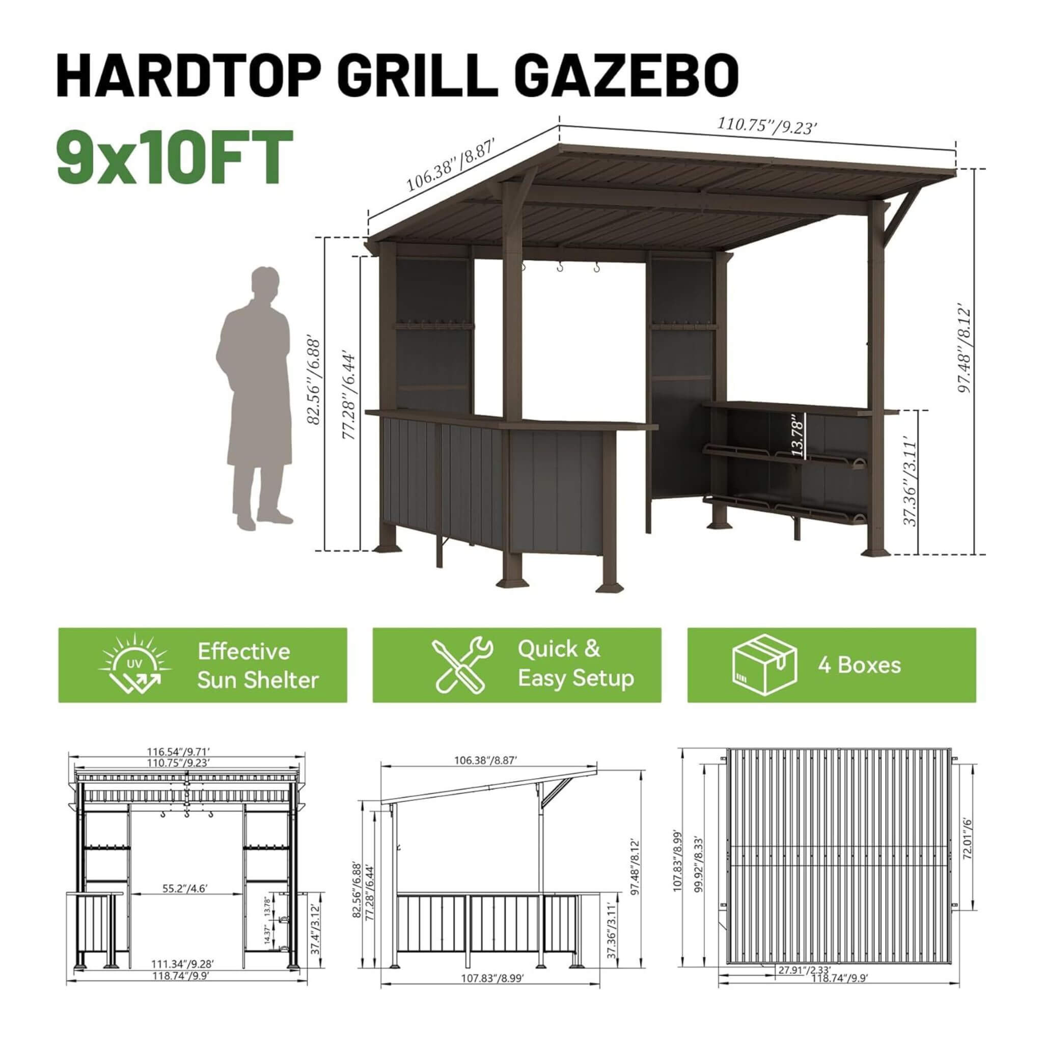 Alora Premium Outdoor Hardtop Grill Gazebo With Shelves [09X10FT]