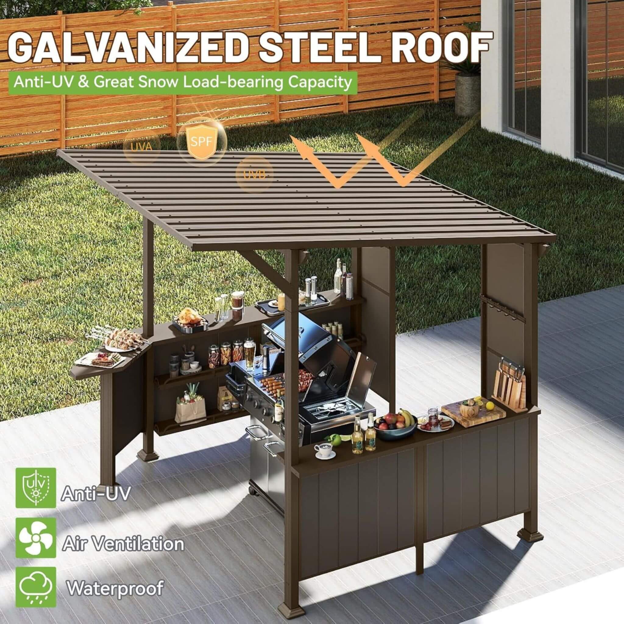 Alora Premium Outdoor Hardtop Grill Gazebo With Shelves [09X10FT]