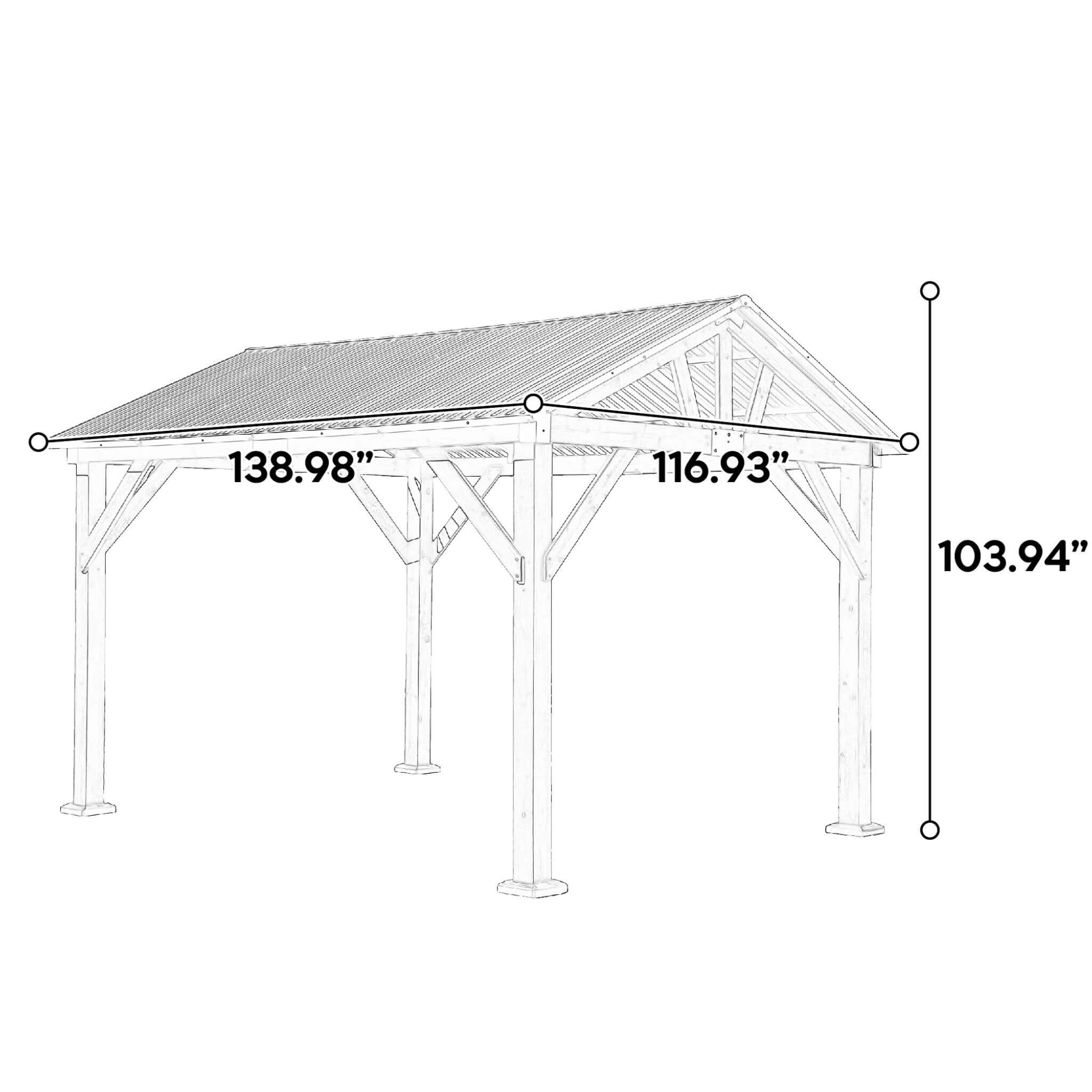 Alora Heavy-Duty All-Weather Hardtop Wooden Carport Gazebo With Galvanized Steel Roof [09X11FT]