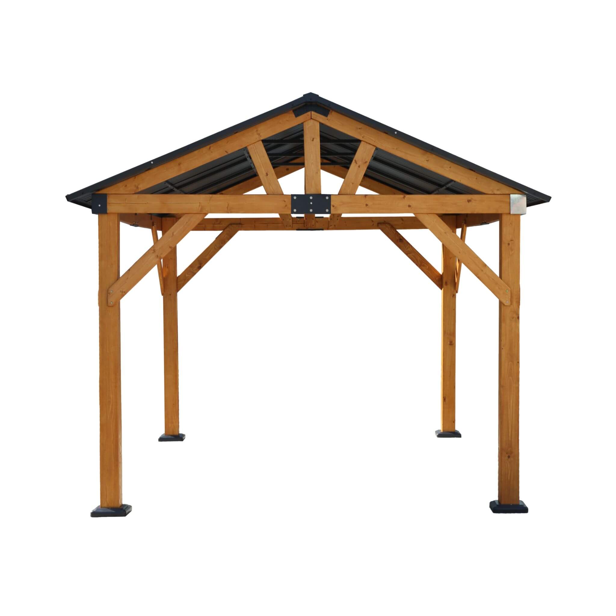 Alora Heavy-Duty All-Weather Hardtop Wooden Carport Gazebo With Galvanized Steel Roof [09X11FT]