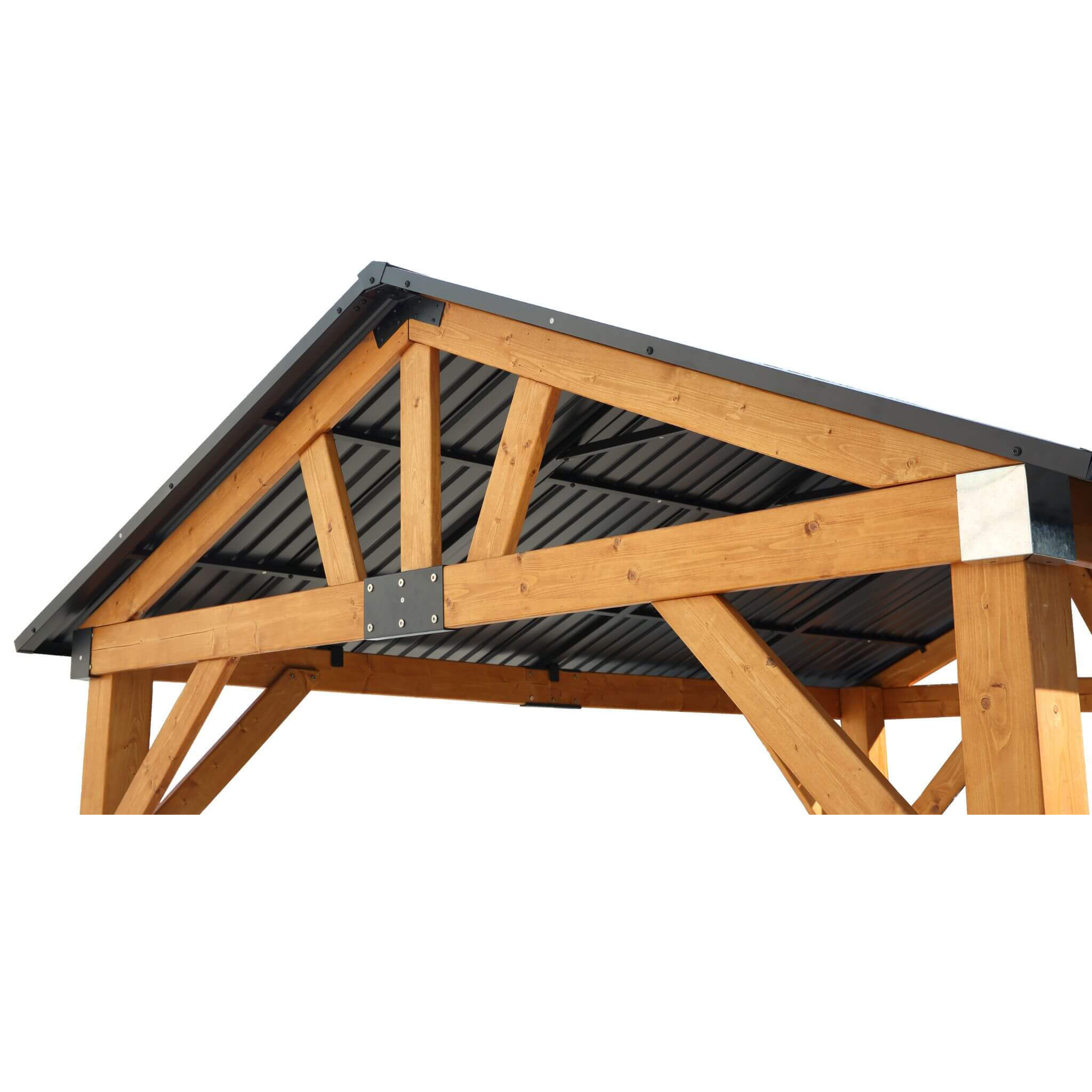 Alora Heavy-Duty All-Weather Hardtop Wooden Carport Gazebo With Galvanized Steel Roof [09X11FT]